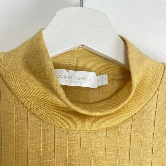 JONATHAN SIMKHAI Janelle Ribbed Open Back Top in Honey Size Small - Picture 3 of 6